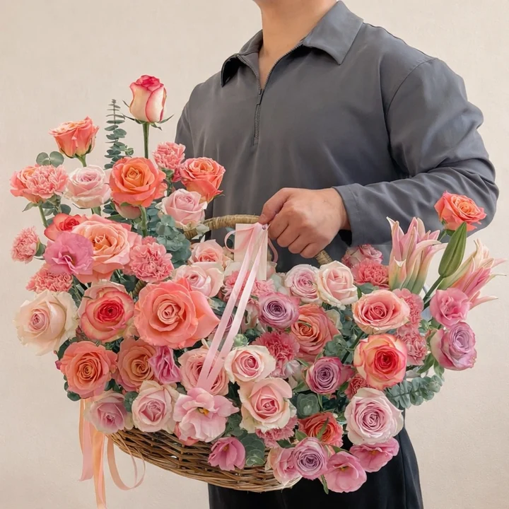 blush garden luxury flower basket