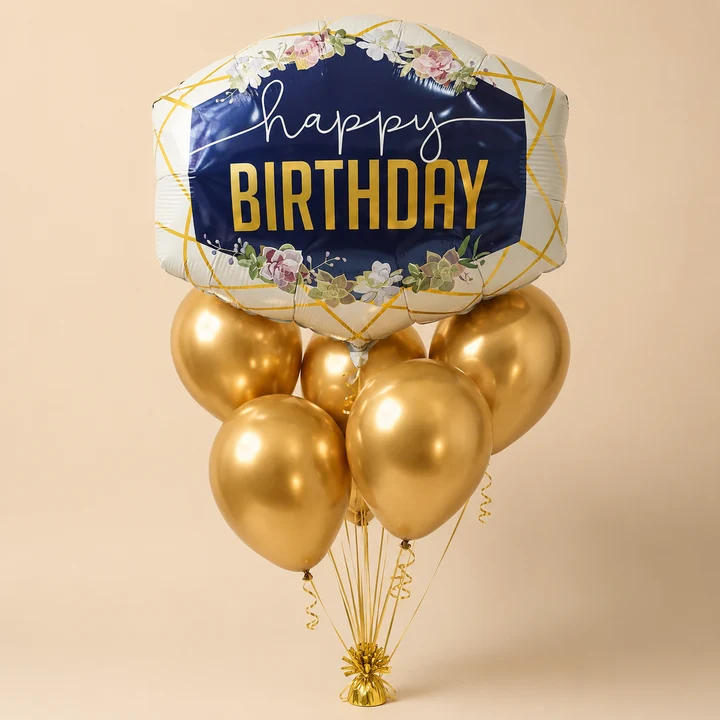elegant happy birthday balloon bouquet