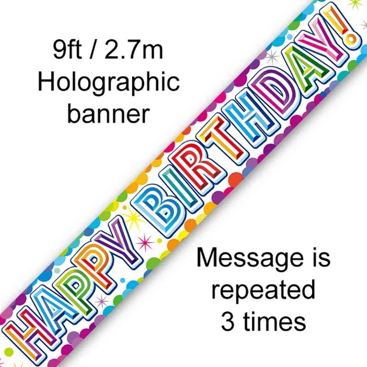 happy birthday metallic banner holographic party decoration banner