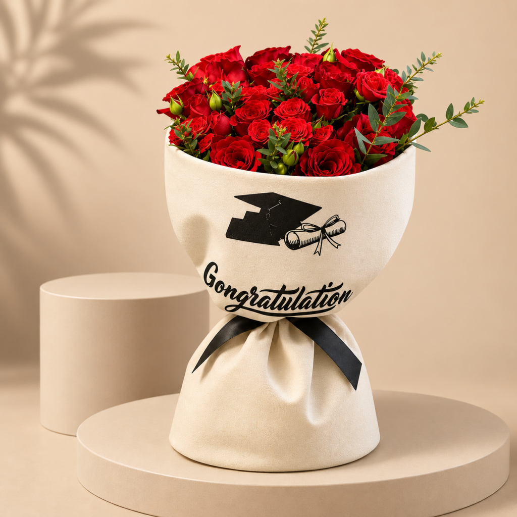 luxury graduation red rose bouquet