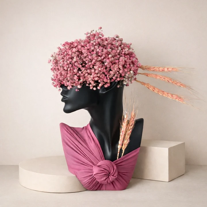 pink bloom jewelry display bust