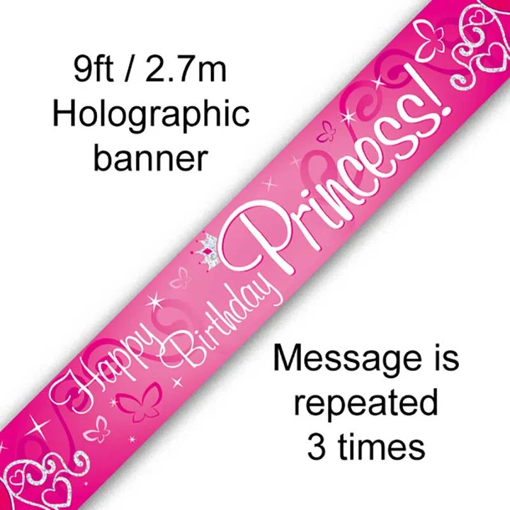 princess happy birthday banner