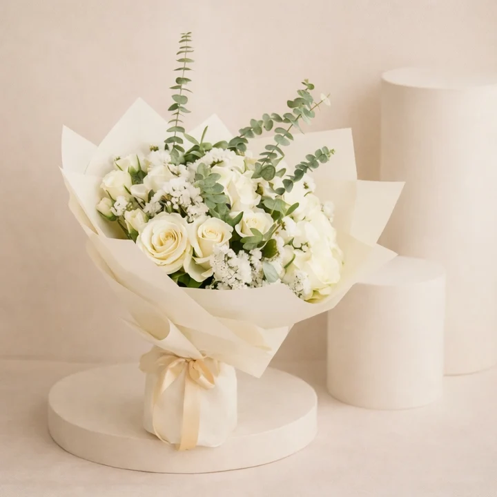 pure elegance white rose bouquet