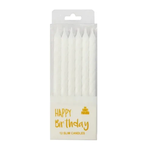 white spiral birthday candles set
