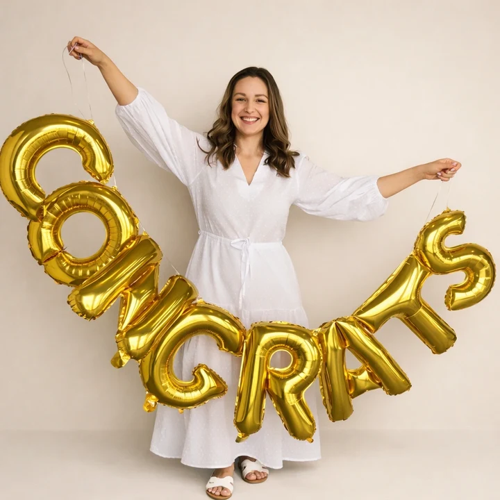 gold congrats foil balloon banner
